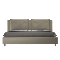 Letto matrimoniale king size con rete imbottito 180x200 similpelle cappuccino Appia