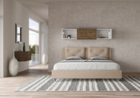 Letto matrimoniale king size con rete imbottito 200x200 similpelle tortora Appia