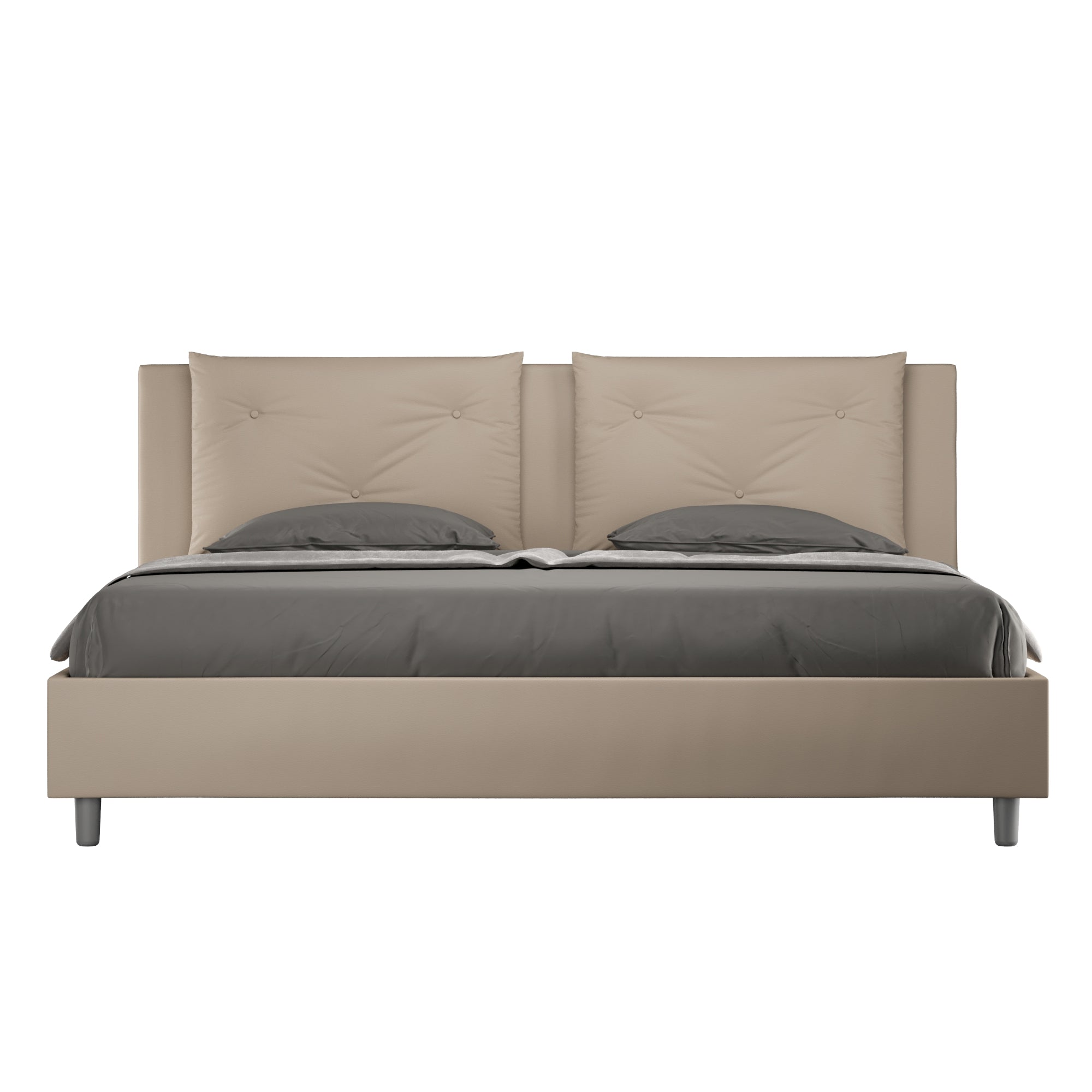 Letto matrimoniale king size con rete imbottito 200x200 similpelle tortora Appia