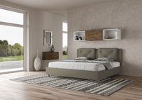 Letto matrimoniale king size con rete imbottito 200x210 similpelle cappuccino Appia