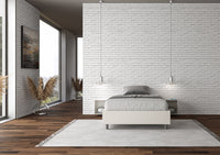 Letto una piazza e mezza contenitore imbottito 120x210 similpelle bianco Azelia