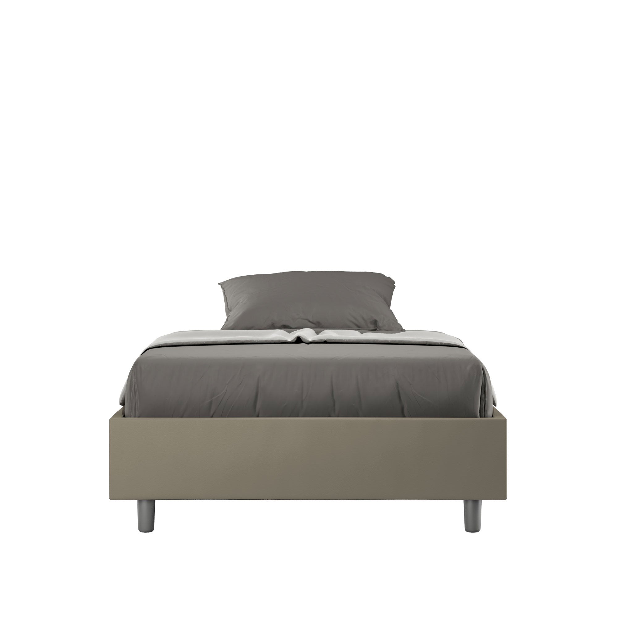 Letto una piazza e mezza contenitore imbottito 120x200 similpelle cappuccino Azelia