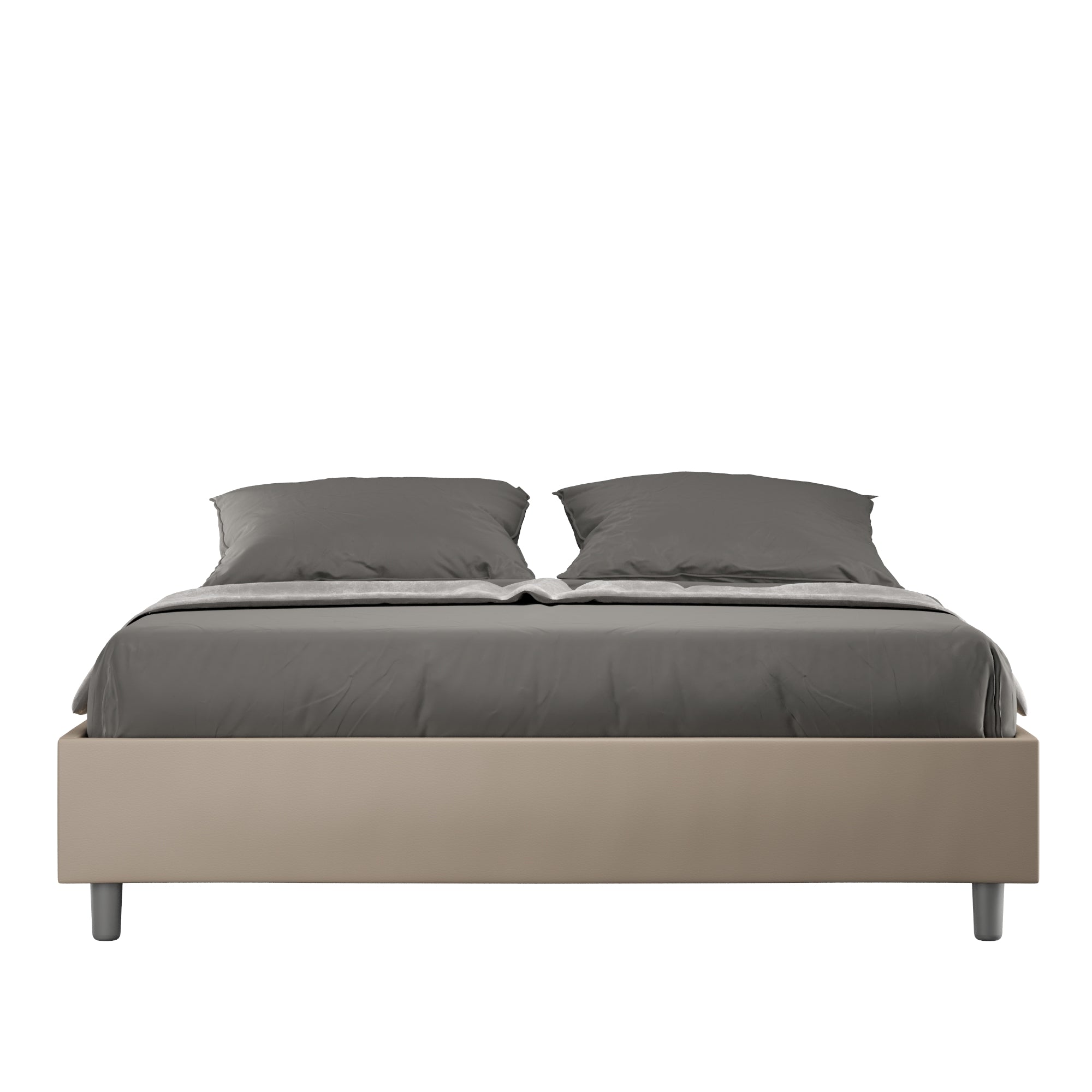 Letto matrimoniale con rete imbottito 160x200 similpelle tortora Azelia