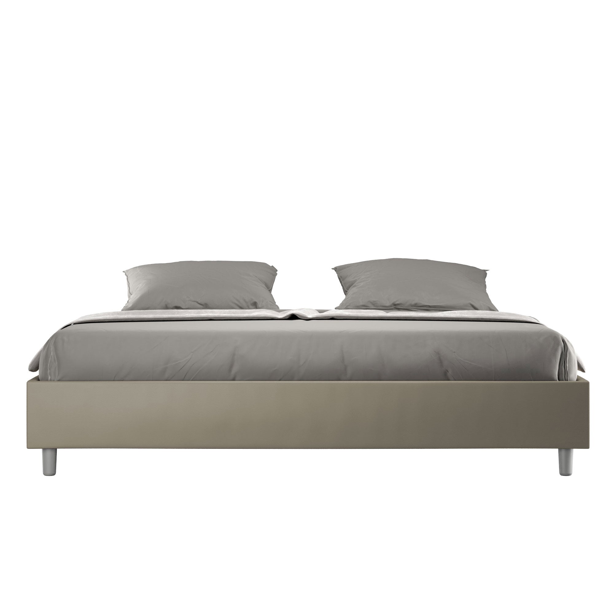 Letto matrimoniale king size con rete imbottito 180x210 similpelle cappuccino Azelia