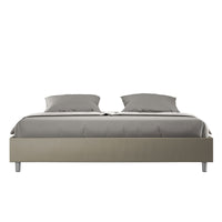 Letto matrimoniale king size con rete imbottito 180x200 similpelle cappuccino Azelia