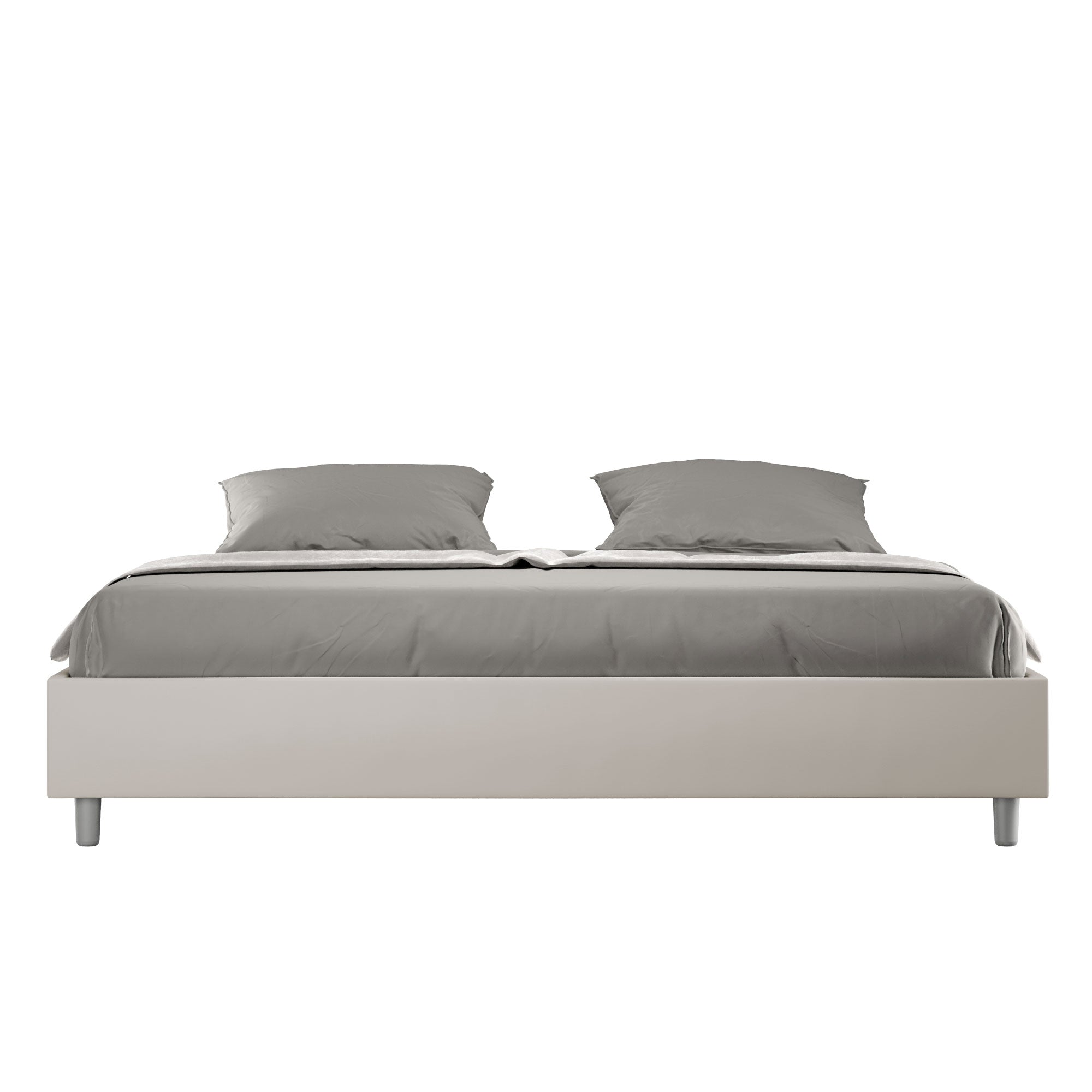 Letto matrimoniale king size contenitore imbottito 180x200 similpelle tortora Azelia