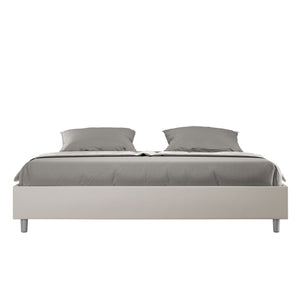 Letto matrimoniale king size con rete imbottito 180x210 similpelle tortora Azelia