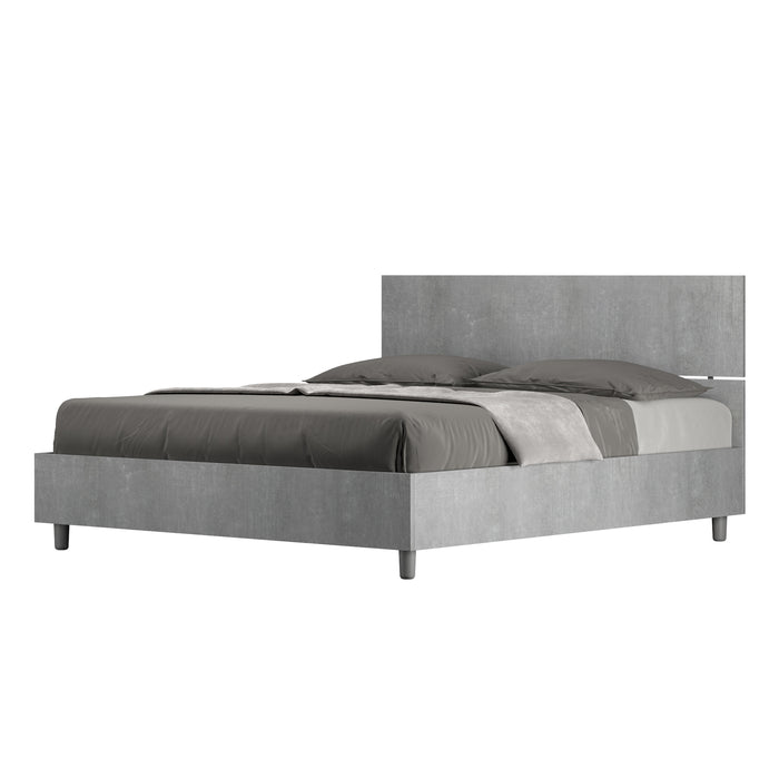 Letto matrimoniale contenitore 160x190 testata dritta cemento Demas