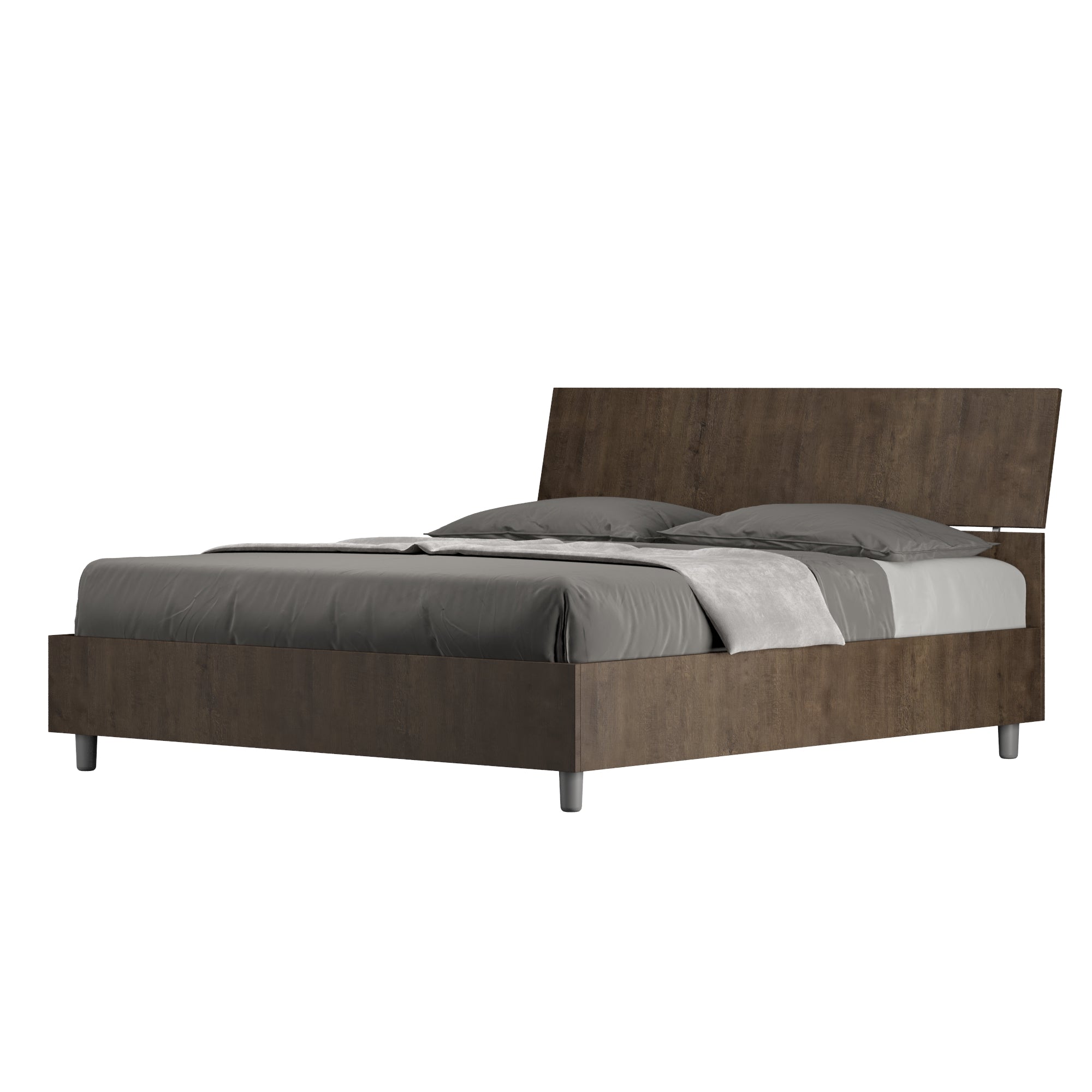 Letto matrimoniale senza rete 160x190 testata inclinata noce Demas