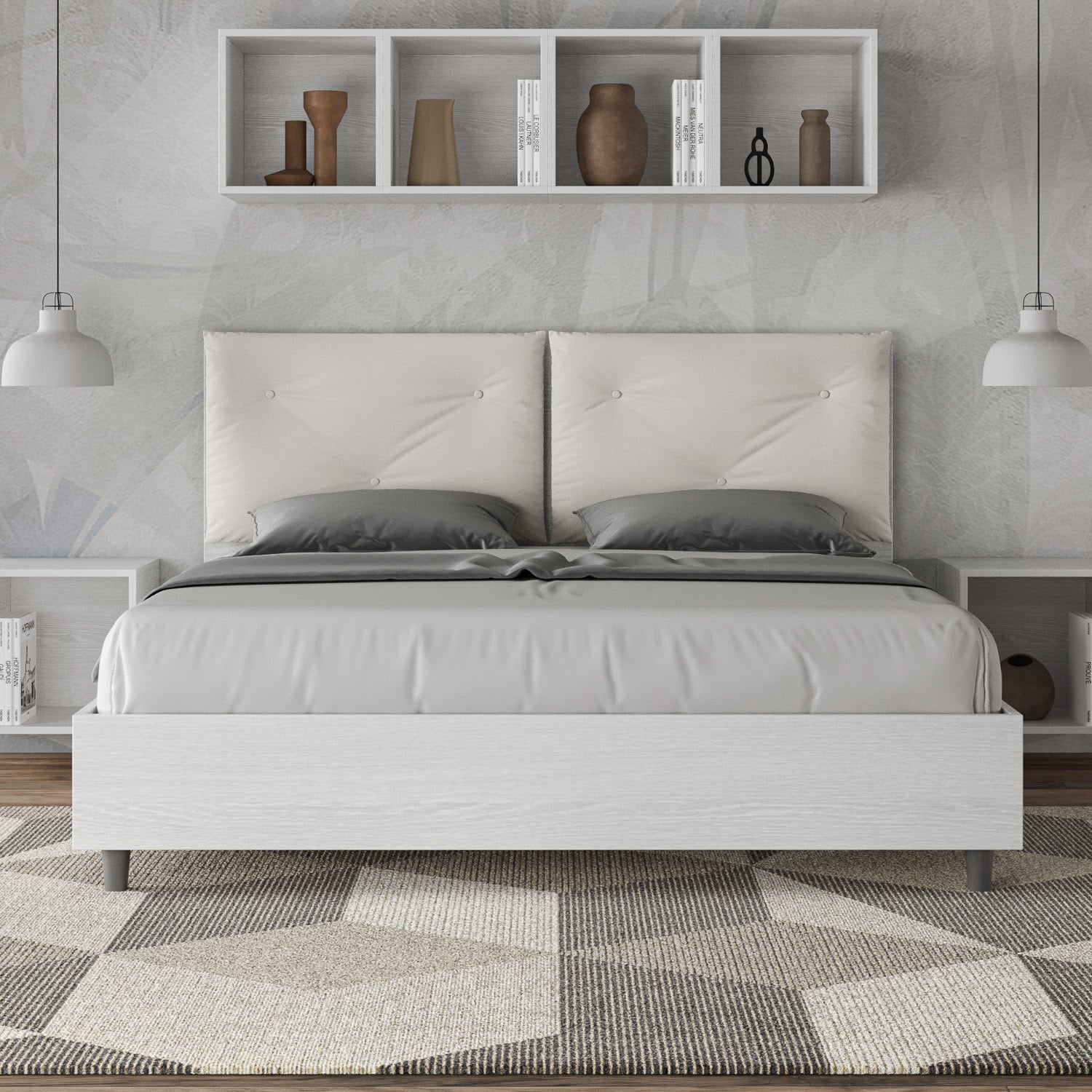 Letto Matrimoniale 160x190 cm con Rete Appia Egos Bianco