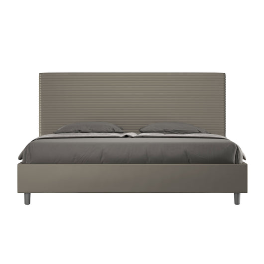 Letto matrimoniale king size contenitore imbottito 200x210 similpelle cappuccino Focus