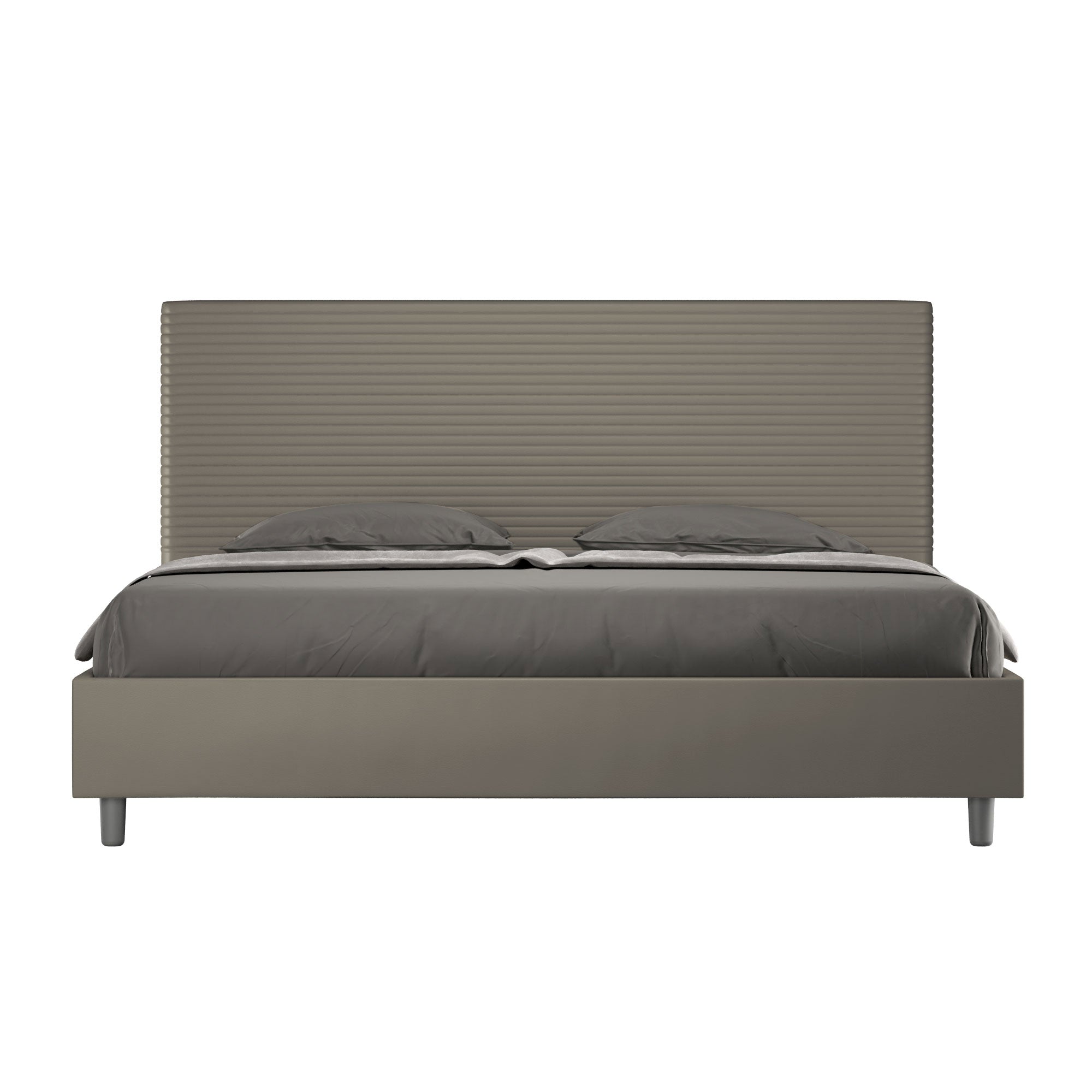 Letto matrimoniale king size con rete imbottito 200x210 similpelle cappuccino Focus