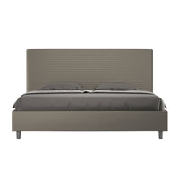 Letto matrimoniale king size con rete imbottito 180x190 similpelle cappuccino Focus