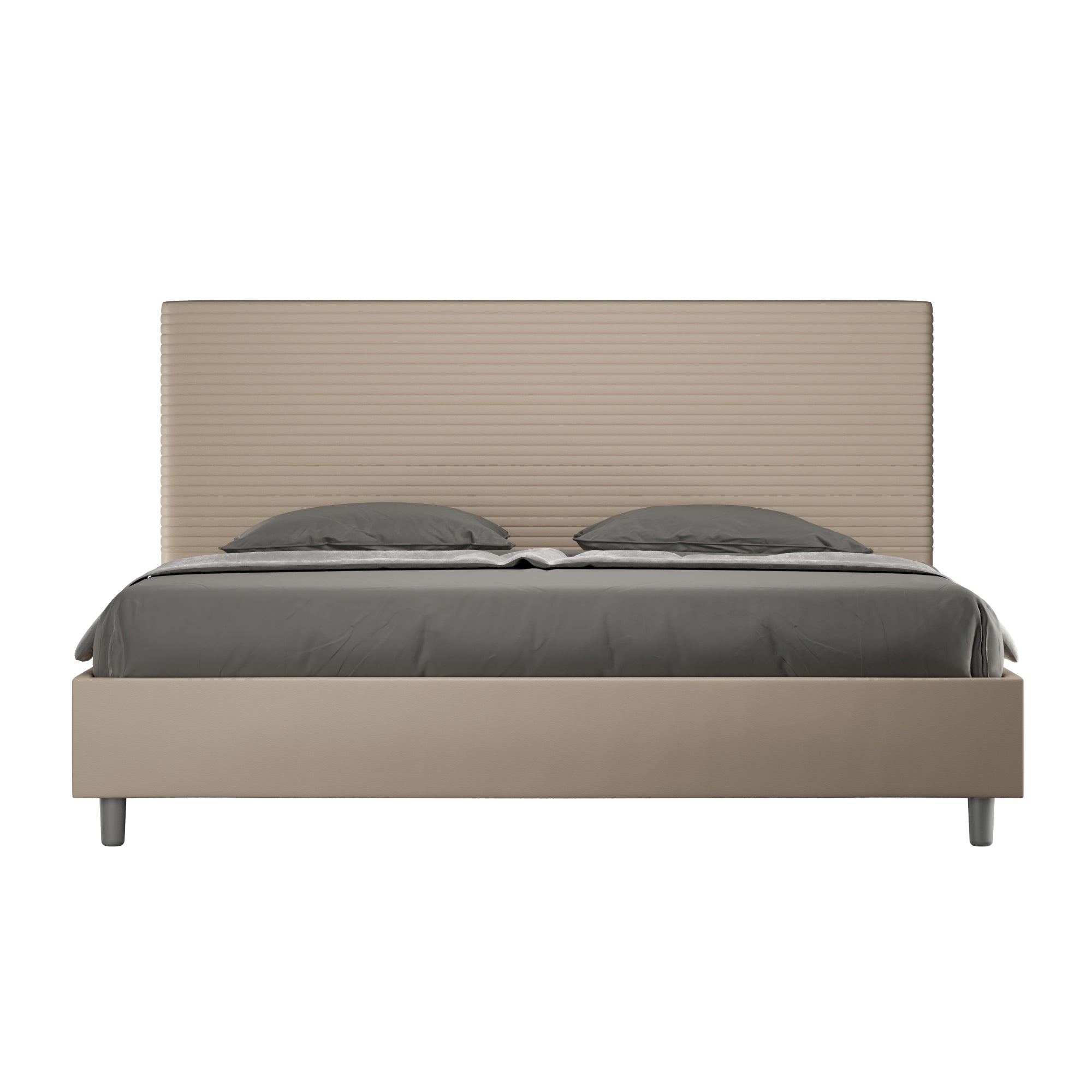 Letto matrimoniale king size con rete imbottito 180x200 similpelle tortora Focus