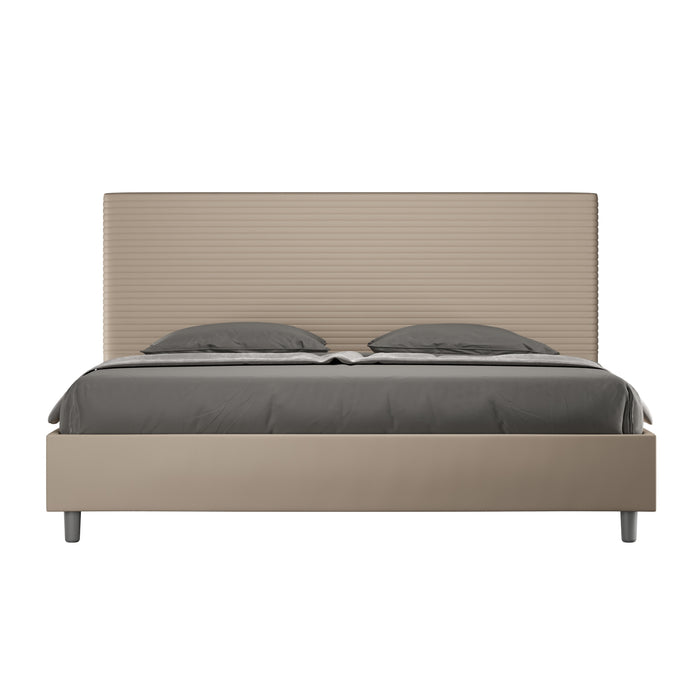 Letto matrimoniale king size con rete imbottito 200x210 similpelle tortora Focus