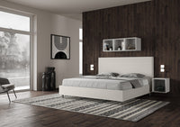 Letto matrimoniale king size senza rete imbottito 180x190 similpelle bianco Focus