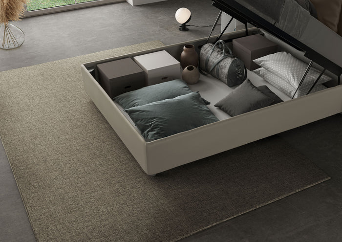 Letto una piazza e mezza contenitore imbottito 120x190 similpelle cappuccino Antea