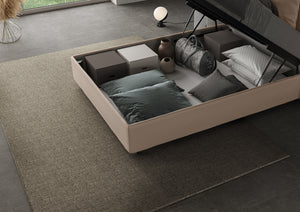 Letto una piazza e mezza contenitore imbottito 120x190 similpelle tortora Focus