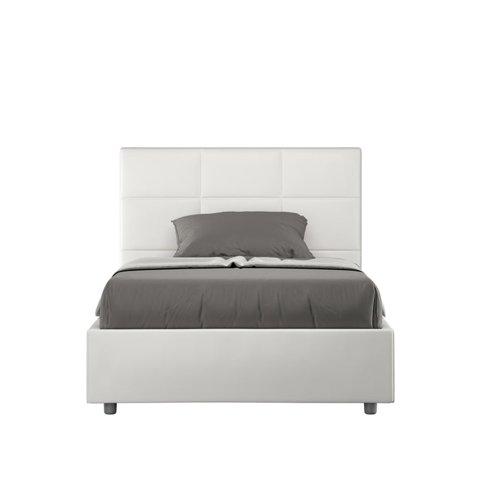 Letto una piazza e mezza con rete imbottito 120x200 similpelle bianco Mika