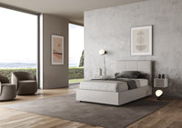 Letto una piazza e mezza con rete imbottito 120x200 similpelle bianco Mika