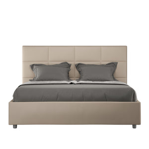 Letto matrimoniale contenitore imbottito 160x190 similpelle tortora Mika