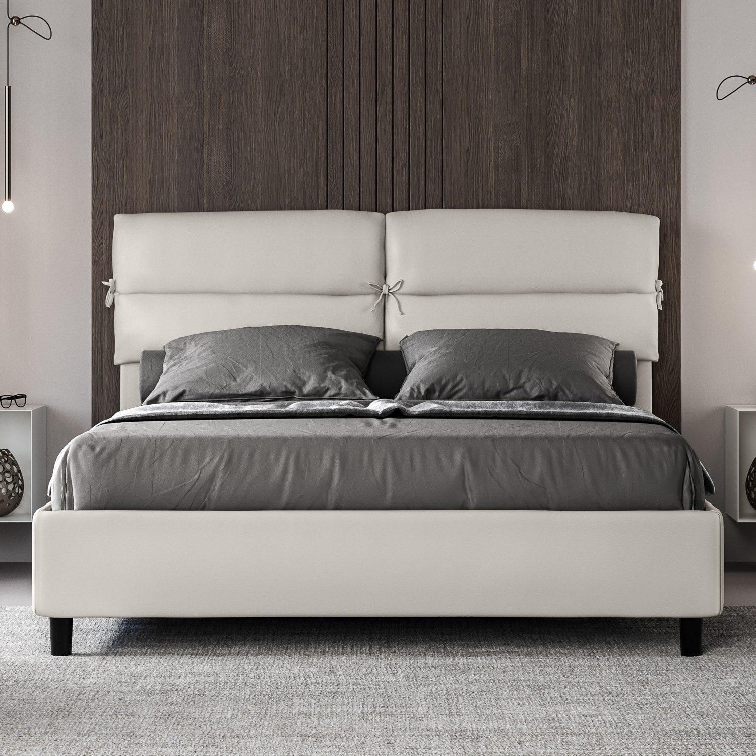 Letto Matrimoniale 160x210 cm con Rete Nandy Bianco