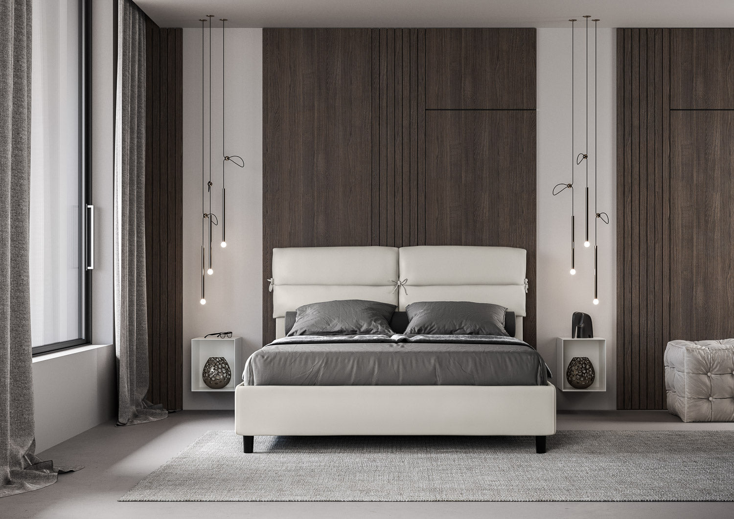 Letto Matrimoniale 160x190 cm con Rete Nandy Bianco