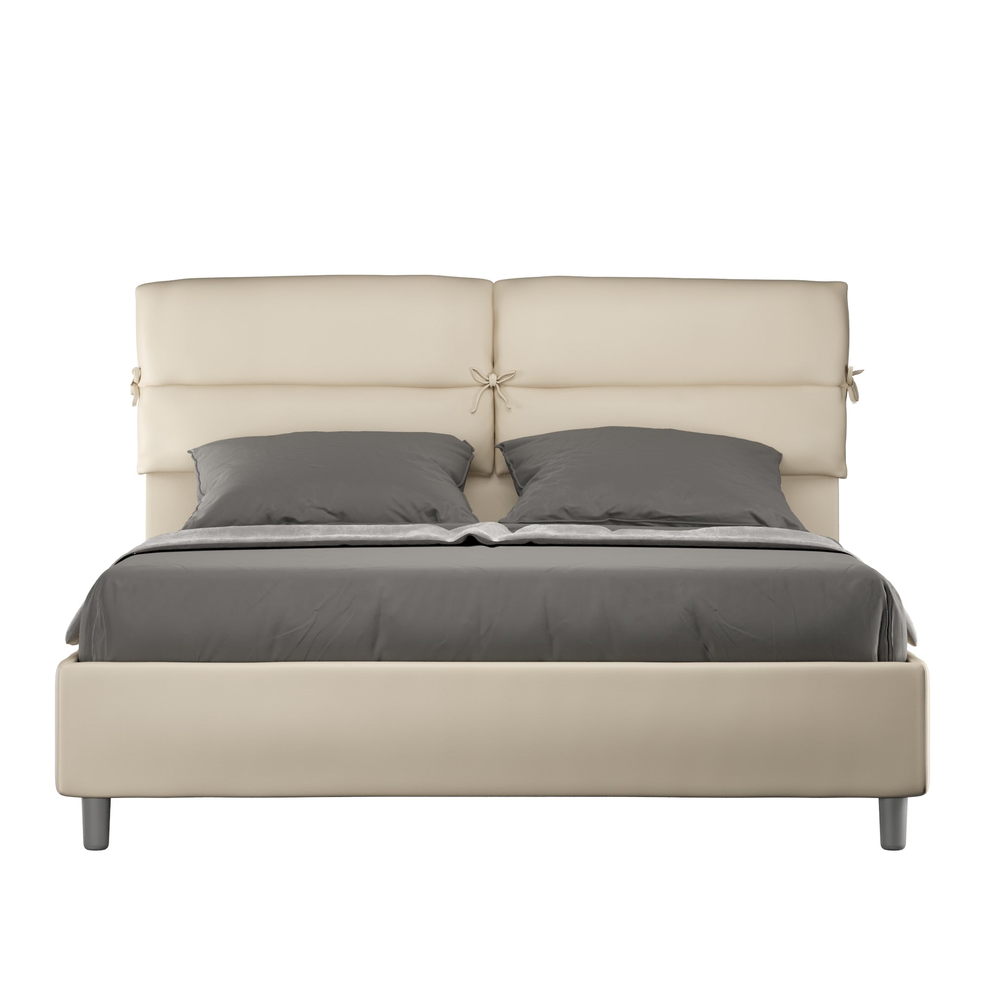 Letto matrimoniale con rete imbottito 160x190 similpelle tortora Nandy