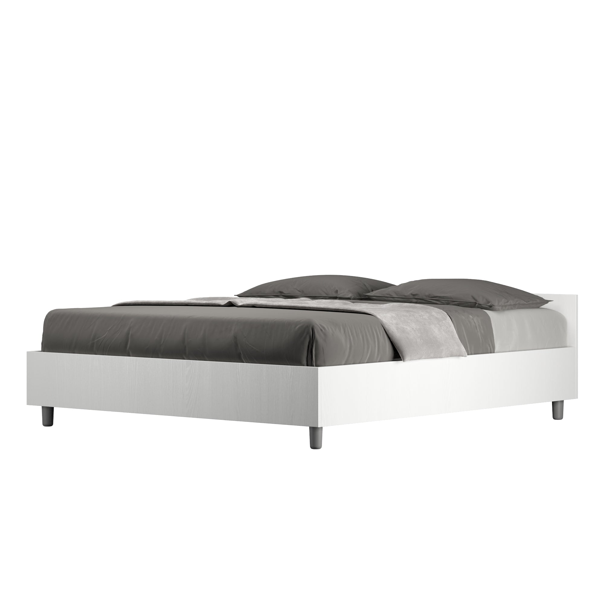 Letto matrimoniale con rete 160x190 bianco frassino Nuamo