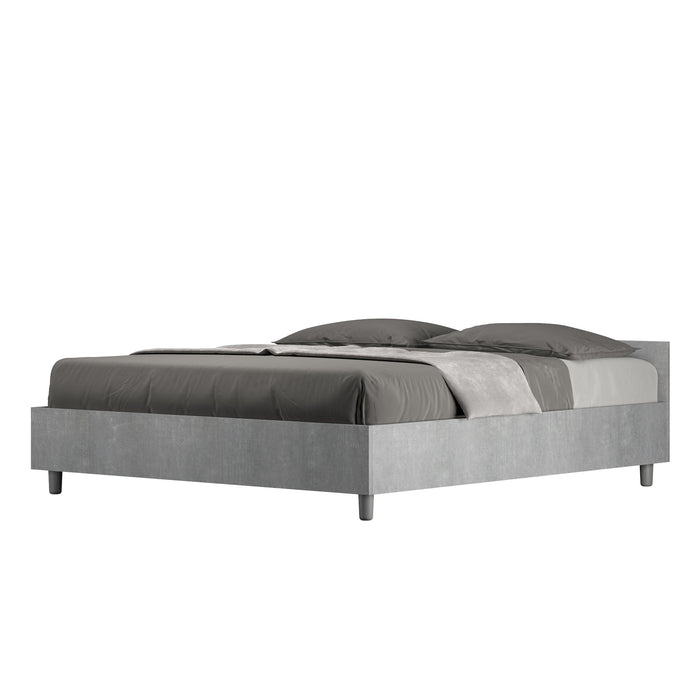 Letto Matrimoniale 160x200 cm con Rete e Contenitore Nuamo Grigio