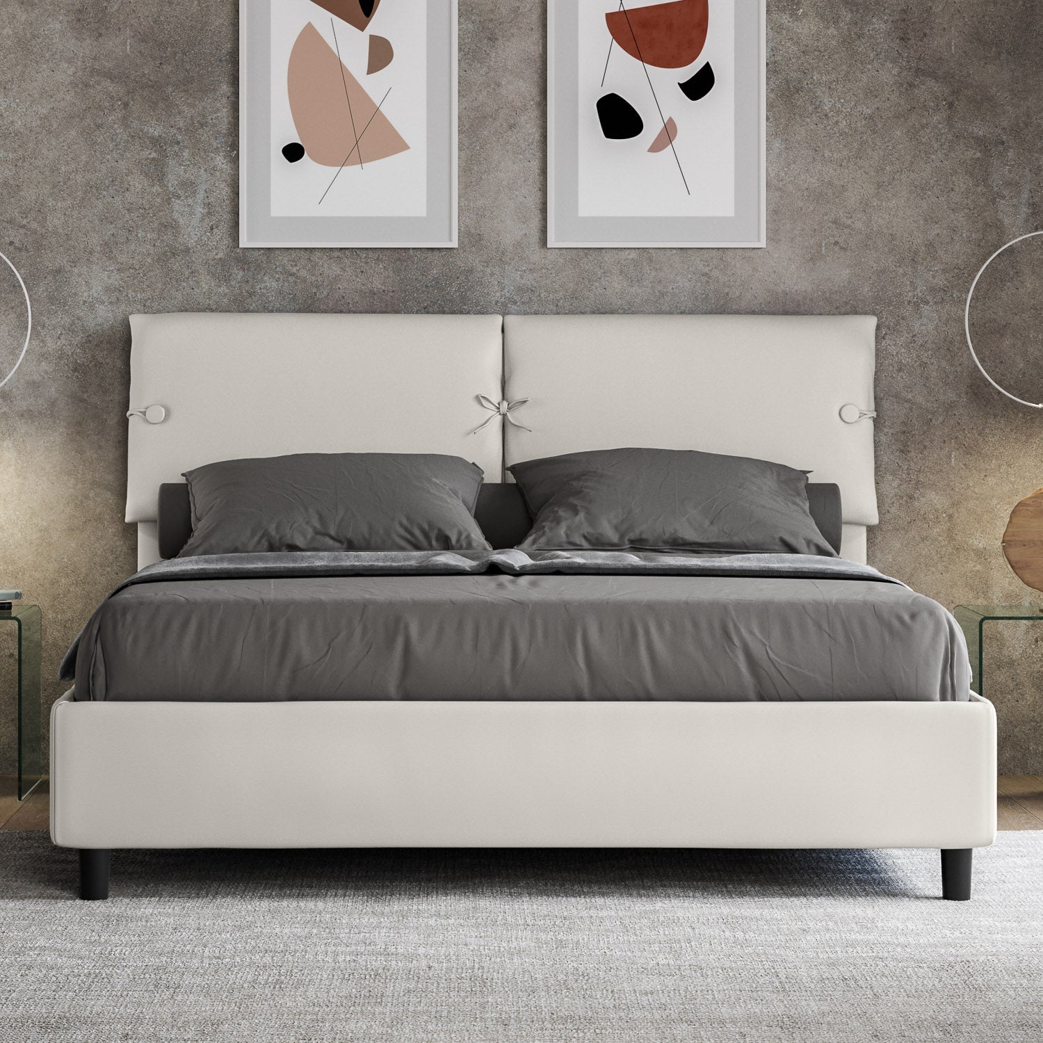 Letto Matrimoniale 160x210 cm con Rete e Contenitore Sleeper Bianco