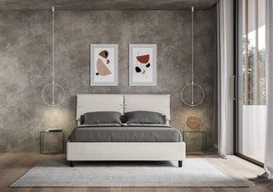 Letto matrimoniale con rete imbottito 160x210 similpelle bianco Sleeper