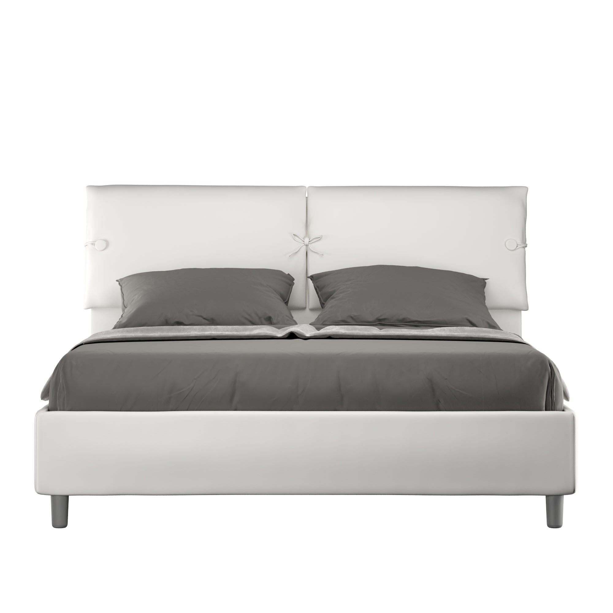 Letto matrimoniale senza rete imbottito 160x210 similpelle bianco Sleeper