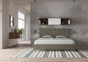 Letto matrimoniale king size con rete imbottito 180x190 similpelle cappuccino Sunny