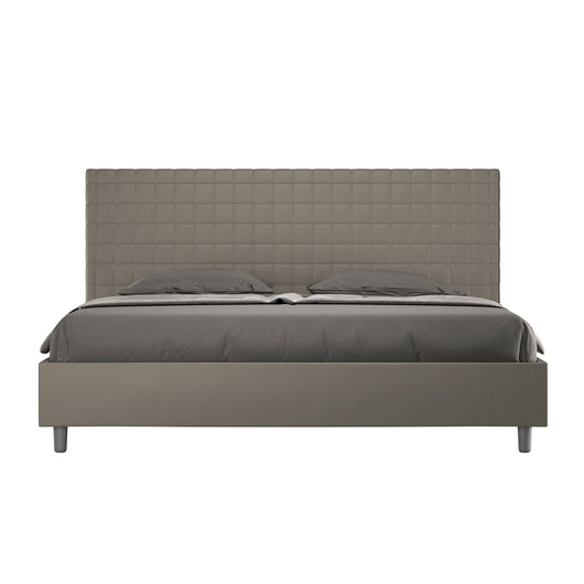 Letto matrimoniale king size con rete imbottito 200x210 similpelle cappuccino Sunny