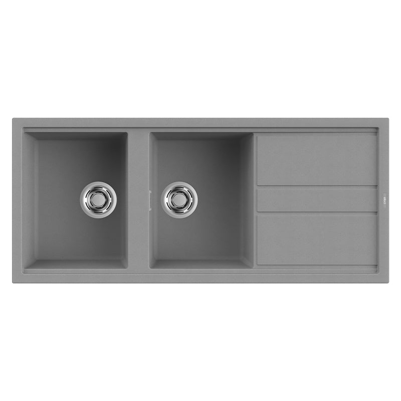 Lavello Elleci Incasso 2 vasche 116x51 Best 500 Granitek Grigio Cemento LGB50048