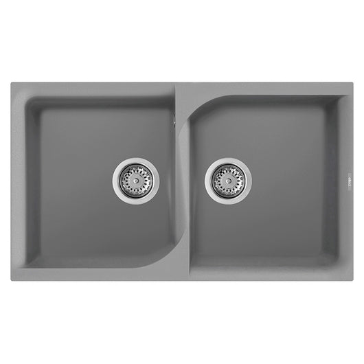 Lavello Elleci Incasso 2 vasche 86x50 Ego 450 Granitek Grigio Cemento LGE45048