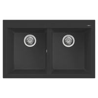 Lavello Elleci Incasso 2 vasche 79x50 Quadra 350 Granitek Nero LGQ35040