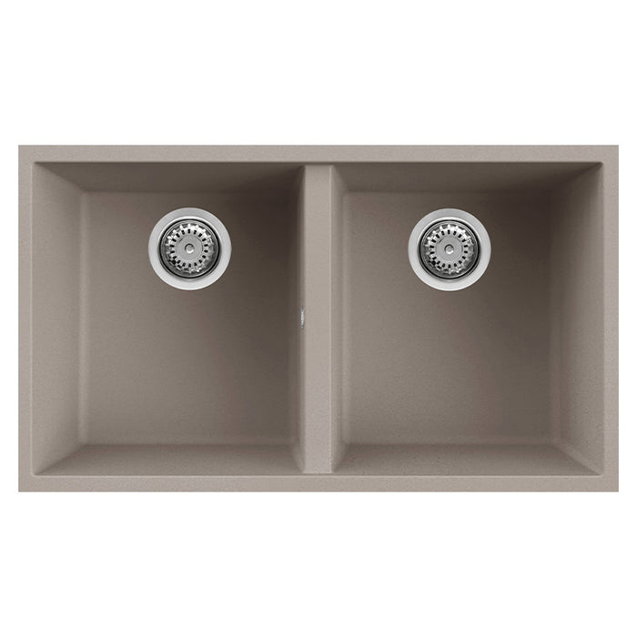 Lavello Elleci Incasso 2 vasche 76x43,5 Quadra 350 Sottotop Granitek Grigio Tortora LGQ35043BSO