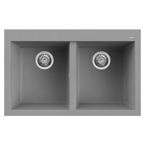 Lavello Elleci Incasso 2 vasche 79x50 Quadra 350 Granitek Grigio Cemento LGQ35048