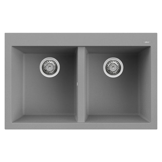 Lavello Elleci Incasso 2 vasche 79x50 Quadra 350 Granitek Grigio Cemento LGQ35048