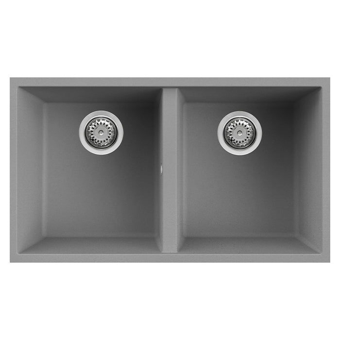 Lavello Elleci Incasso 2 vasche 76x43,5 Quadra 350 Sottotop Granitek Grigio Cemento LGQ35048BSO