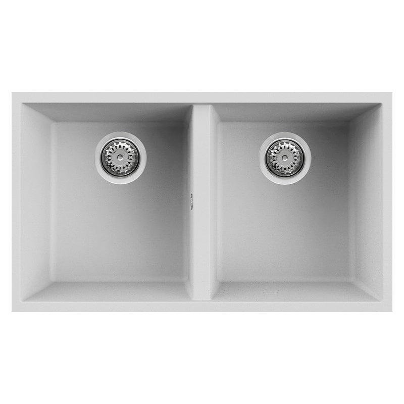 Lavello Elleci Incasso 2 vasche 76x43,5 Quadra 350 Sottotop Granitek Bianco LGQ35068BSO