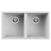 Lavello Elleci Incasso 2 vasche 76x43,5 Quadra 350 Sottotop Granitek Bianco LGQ35068BSO