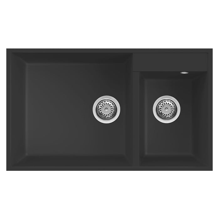 Lavello Elleci Incasso 2 vasche 78,5x47 Quadra 440 Sottotop Granitek Nero LGQ44040BSO