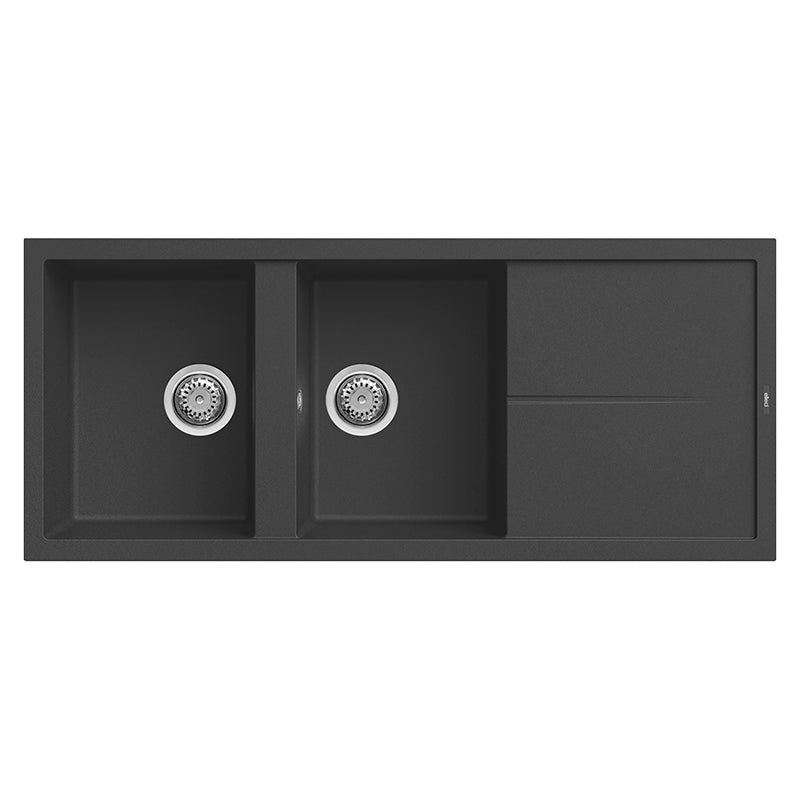 Lavello Elleci Incasso 2 vasche 116x50 Unico 500 Granitek Nero LGU50040