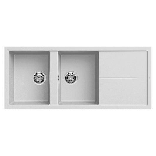 Lavello Elleci Incasso 2 vasche 116x50 Unico 500 Granitek Bianco LGU50068