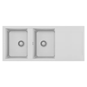 Lavello Elleci Incasso 2 vasche 116x50 Easy 500 Granitek Bianco LGY50068