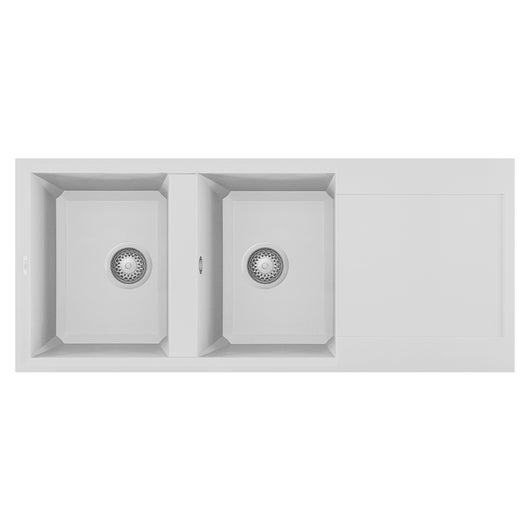 Lavello Elleci Incasso 2 vasche 116x50 Easy 500 Granitek Bianco LGY50068