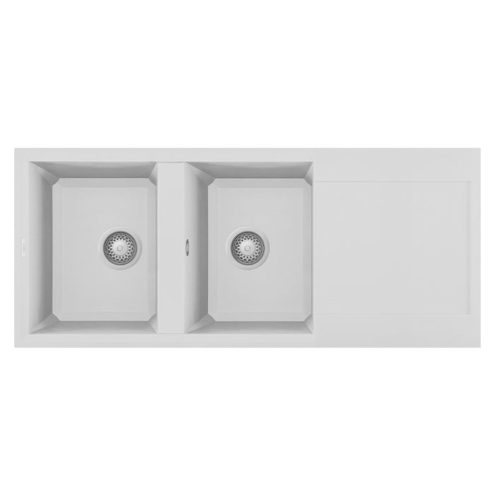 Lavello Elleci Incasso 2 vasche 116x50 Easy 500 Granitek Bianco LGY50068